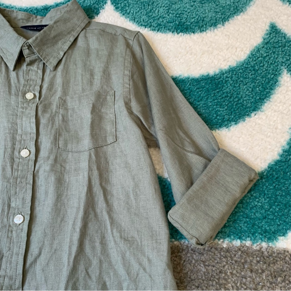 NWT -  Janie and Jack Linen Shirt (Sage) Size 7 - Picture 4 of 7